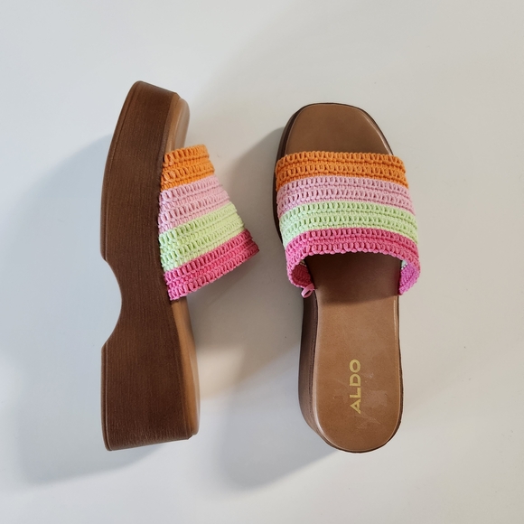 Aldo Shoes - ALDO Women's Multicolor Crochet Platform Sandals